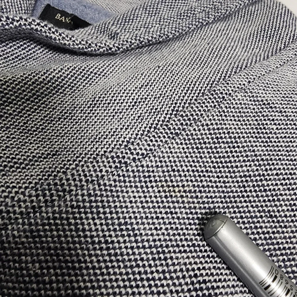 Banana Republic Mens‎ Heathered Gray Shawl Collar Stripe Pullover Sweatshirt L